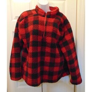 Seven Apparel Quality Athletic Goods Sherpa Pullover Jacket 3XL Red/Black Plaid